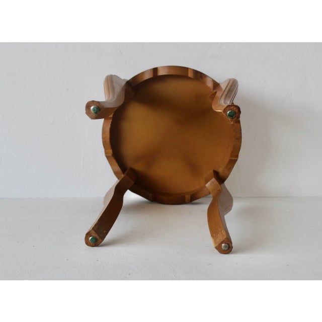 Wood Queen Anne-Style Italian Marble Top Side Table Carved Wood Legs Detail Vintage Mid-Century For Sale - Image 7 of 14