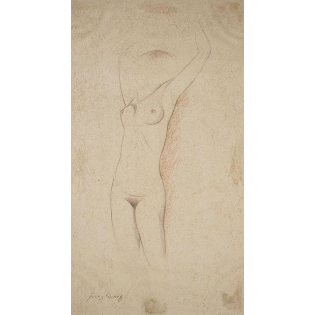 Fritz Uphoff, Standing Nude, 1930, Chalk Drawing For Sale - Image 6 of 6