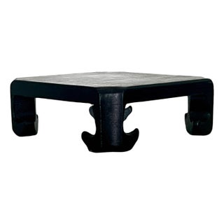 1980's Vintage Chinese Dark Brown Ebony Ming Style Wood Display Stand Pedestal, Square 4" For Sale