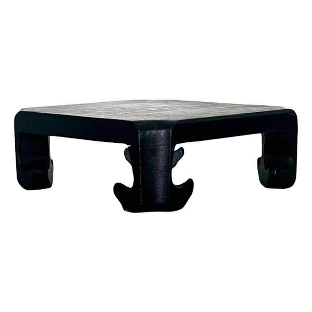1980's Vintage Chinese Dark Brown Ebony Ming Style Wood Display Stand Pedestal, Square 4" For Sale