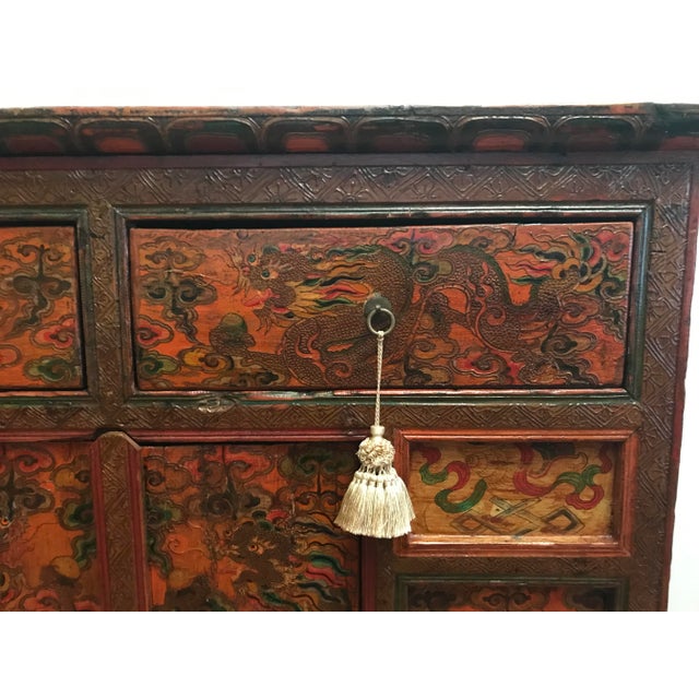 Auburn Tibetan Painted Cabinet 1940s Vintage For Sale - Image 8 of 13
