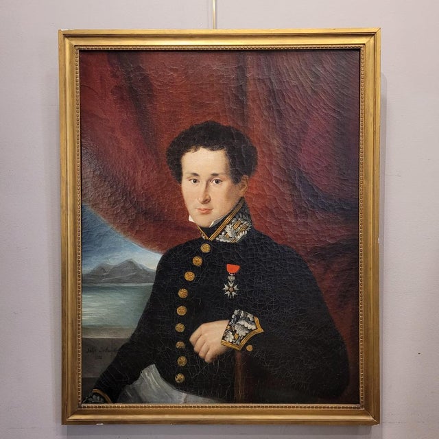 Julie Delamontre, Portrait of a Military Officer, 1832, Oil Painting on Canvas, Framed For Sale - Image 3 of 18
