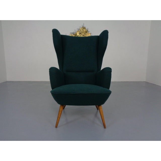 French Wingback Chair with Kvadrat Tonica Upholstery, 1950s For Sale - Image 16 of 18