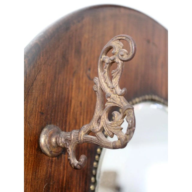 Antique Hall Mirror With Hooks For Sale - Image 4 of 11