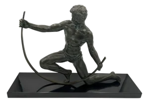 Large French Art Deco Bender Sculpture in Bronze by J. De Roncourt, 1930s