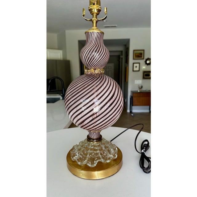 Mid Century Aventurine Filigrana Dino Martens Murano Table Lamp For Sale - Image 15 of 17