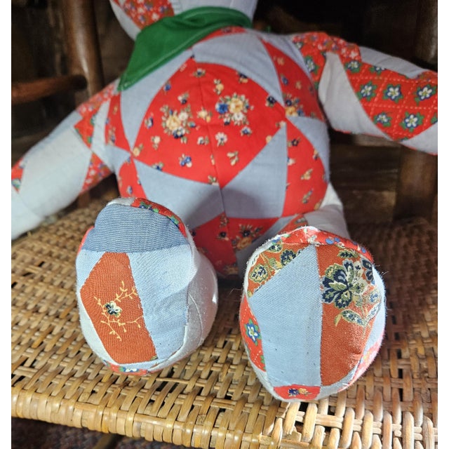 Red Vintage Quilted Bear For Sale - Image 8 of 12