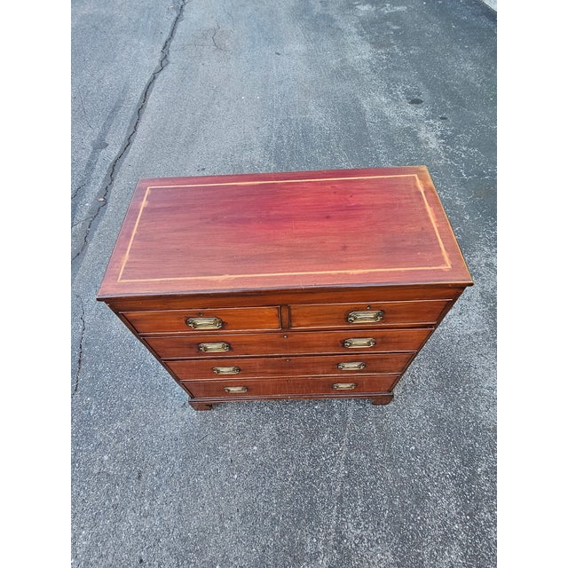 19th Century English Mahogany Five Drawers Chest With Inlaid Top For Sale - Image 13 of 15
