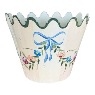 Vintage Scalloped Toleware Planter by Jane Keltner For Sale