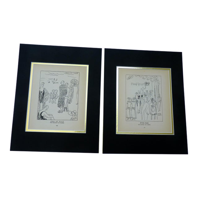 Pair of 1924 Art Deco Maurice Van Moppès Plates Gazette Du Bon Ton For Sale