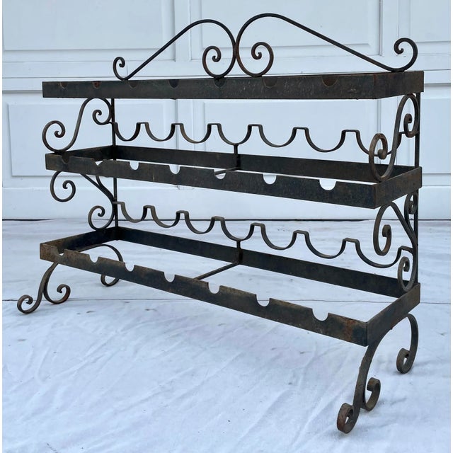 Vintage Rustic Iron Indoor/Outdoor Wine Rack For Sale - Image 4 of 11