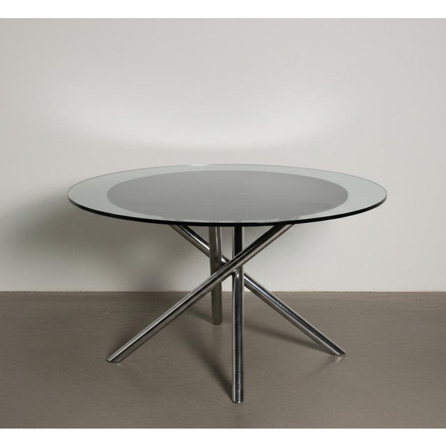 Round Nodo Table in Chromed Steel and Glass attributed to Carlo Bartoli for Tisettanta, 1970s For Sale - Image 6 of 10