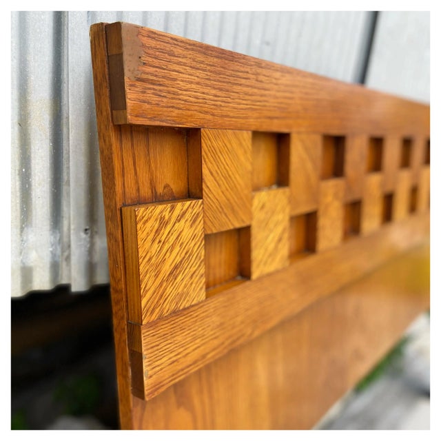 Lane Furniture Lane Brutalist Queen Headboard For Sale - Image 4 of 8