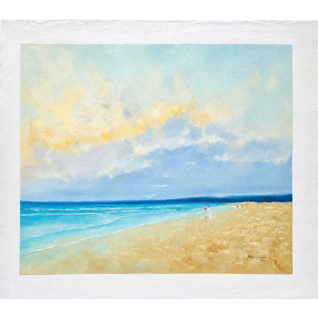 Abstract Serene Coastal Abstract Beach Scene - Original Oil on Canvas, by Arciero For Sale - Image 3 of 5