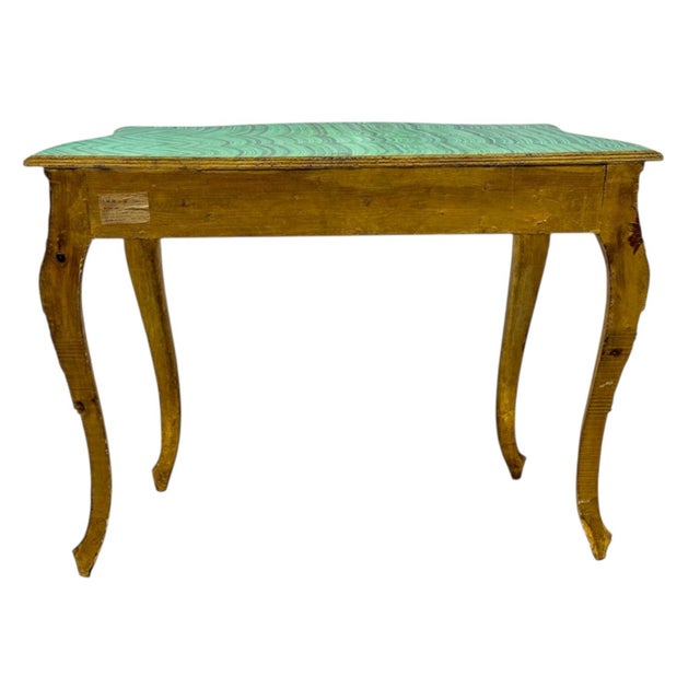 French Louis XV Style Carved Giltwood & Faux Malachite Italian Console Table For Sale - Image 4 of 8