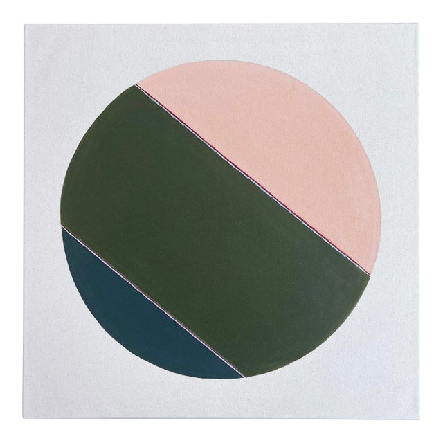 Original Painting | Abstract Green, Pink, Teal Stripe Painting by Emily Keating Snyder, 20 X 20 In. For Sale