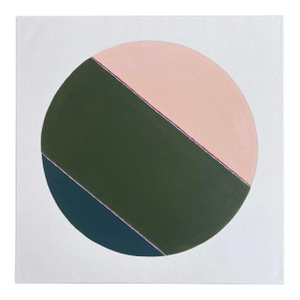 Original Painting | Abstract Green, Pink, Teal Stripe Painting by Emily Keating Snyder, 20 X 20 In.