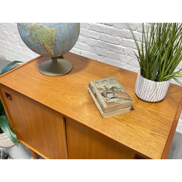 Mid Century Modern Teak Jr. Credenza | Danish Storage Entryway Cabinet, Circa 1960's For Sale - Image 11 of 12