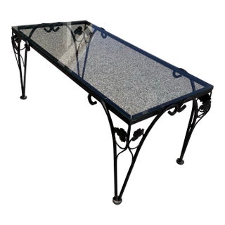 Vintage Art Deco Wrought Iron and Glass Coffee Table For Sale