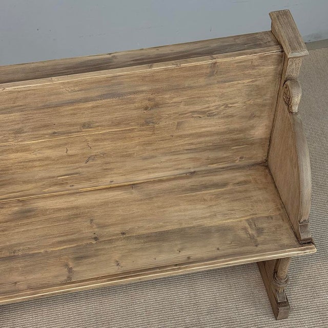 19th Century Gothic Revival Stripped Oak & Fruitwood Deacon’s Bench For Sale - Image 17 of 18