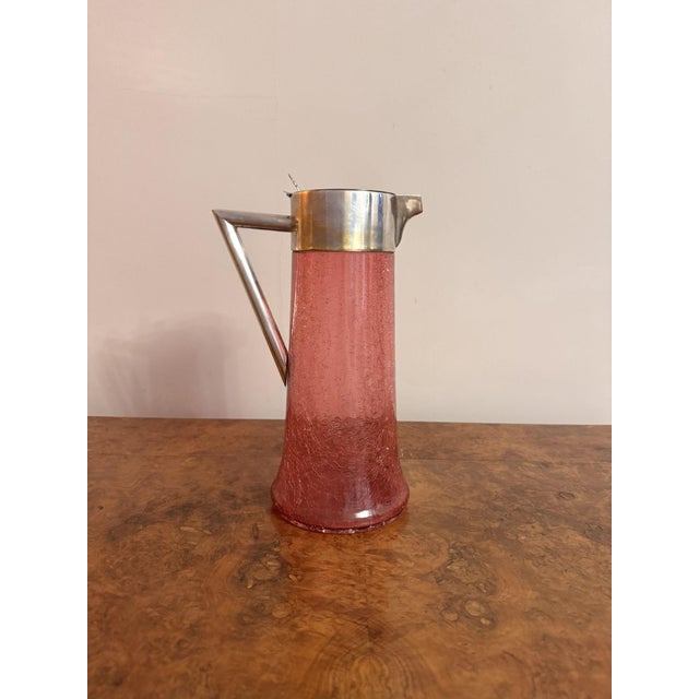 Large Antique Edwardian Cranberry Glass Water Jug, 1900s For Sale - Image 6 of 7