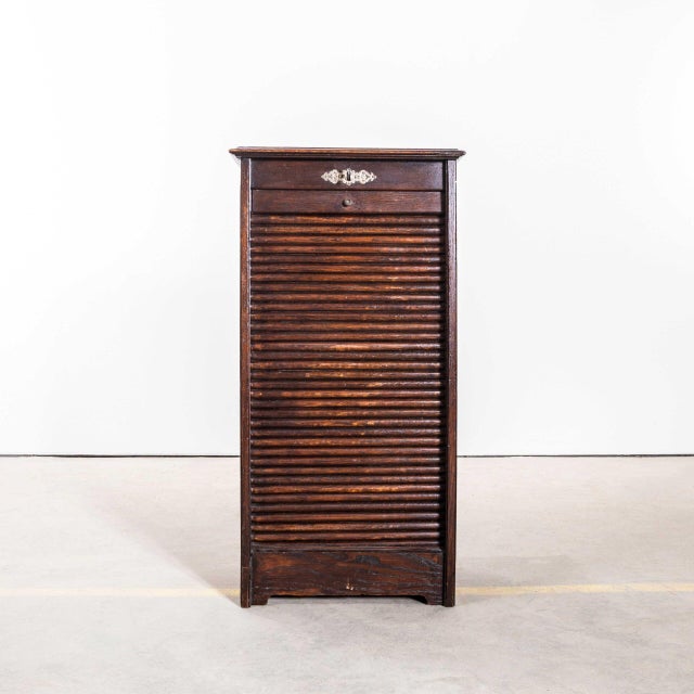 Small French Oak Atelier Tambour Cabinet, 1940s For Sale - Image 10 of 10