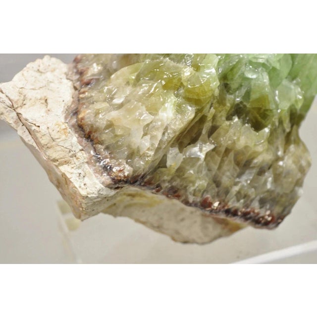 Green Late 20th Century Large Green Calcite Quartz Mineral Geode Specimen Sculpture by Brenda Houston For Sale - Image 8 of 11