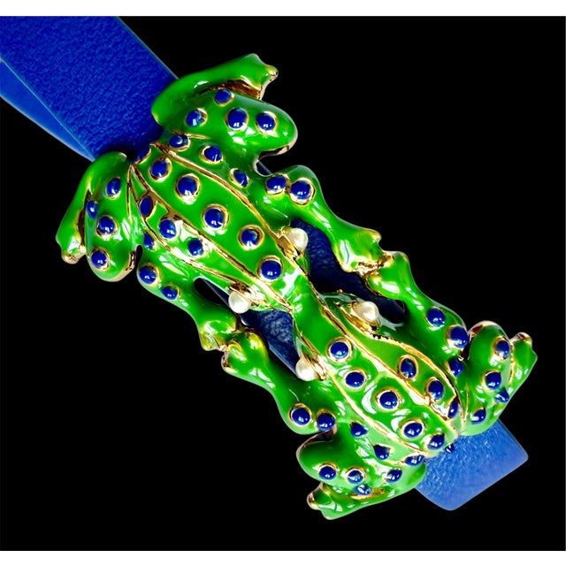 Tory Burch Frog Faux Pearl Enamel Leather Double Wrap Bracelet New For Sale - Image 14 of 14