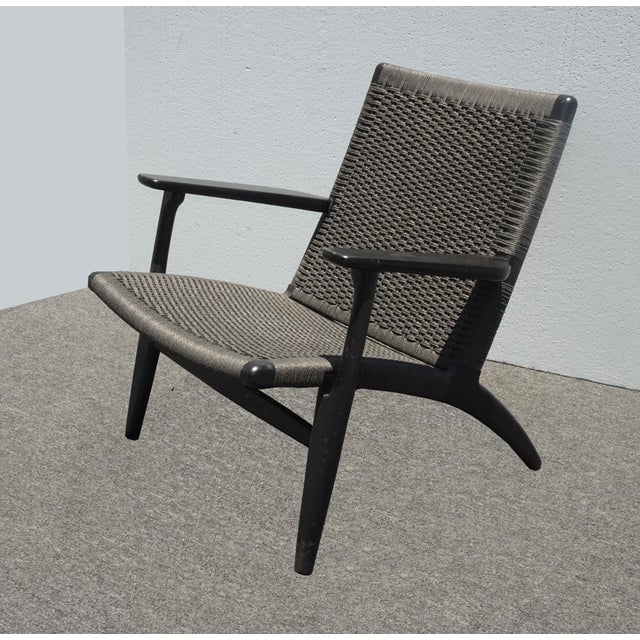 Modern Black & Gray Woven Lounge Chair by Carl Hansen & Son Ch25 Modern For Sale - Image 3 of 15