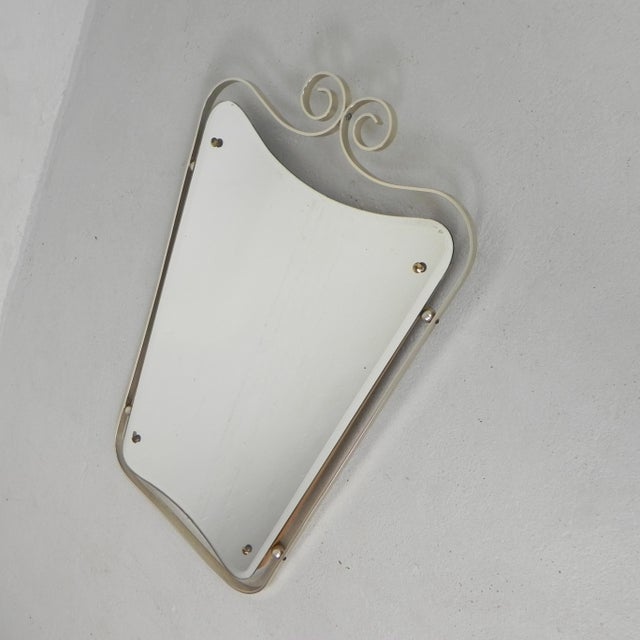 Mid-Century Modern Vintage Faceted Mirror in Aluminum Frame, 1950s For Sale - Image 3 of 12