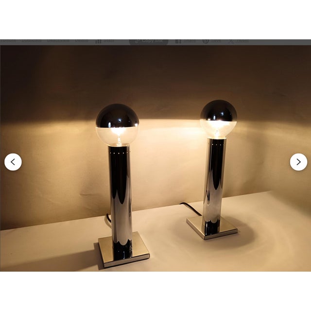 Mid-Century Postmodern Italian Silver Table Lamps by Gofredo Reggiani, 1970s, Set of 2 For Sale - Image 10 of 12