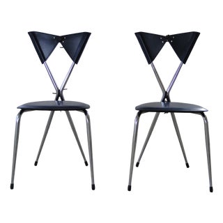 Italian Butterfly Chair with Chromed Steel Tubing and Leather by Arrben, 1980s, Set of 2 For Sale