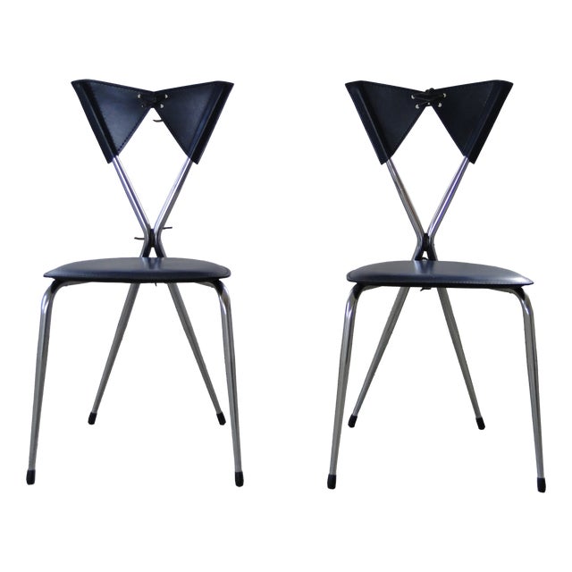 Italian Butterfly Chair with Chromed Steel Tubing and Leather by Arrben, 1980s, Set of 2 For Sale