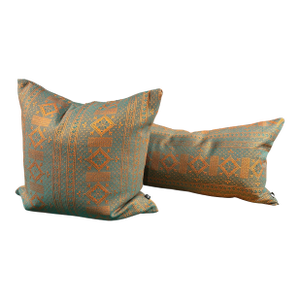 Set of Artisan Nomad Wool Neo-Folk Tribal Throw Pillow, Handworked Locally Chicago