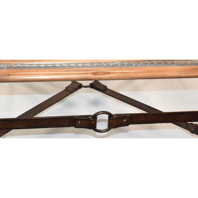 Mid-Century Modern Jacques Adnet for Hermes Style Equestrian Strap Work Motif Iron Coffee Table For Sale - Image 3 of 12