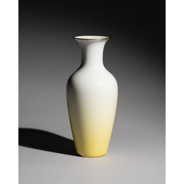 Gold Tall Porcelain Vase with Gilt Rim and Yellow Gradient Decor from Rosenthal Selb-Plößberg, Germany, 1960s For Sale - Image 8 of 8