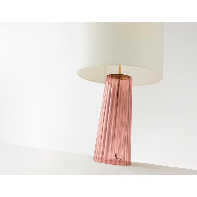 Modern Barbara Barry for Visual Comfort Signature Danube Medium Table Lamp in Rosewater with Linen Shade For Sale - Image 3 of 4