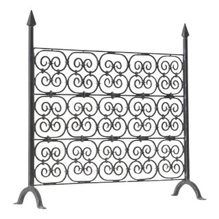 Antique Fire Screen in Wrought Iron, Late 19th Century For Sale