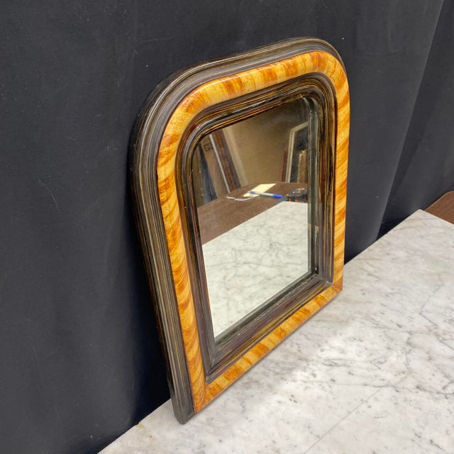 Antique French Louis Philippe Faux Bois Painted Wood Mirror For Sale - Image 4 of 7