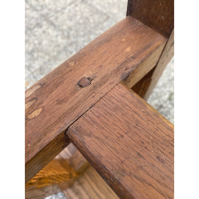 Rustic Oak Farmhouse Bench, 1950s For Sale - Image 10 of 18