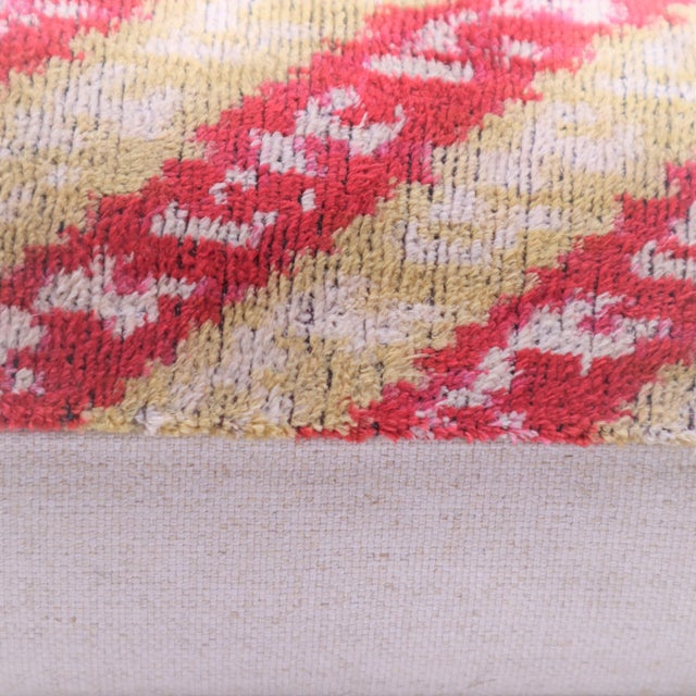 2020s Contemporary Red Gold Chevron Pattern Velvet Throw Pillow & Down Insert For Sale - Image 5 of 9