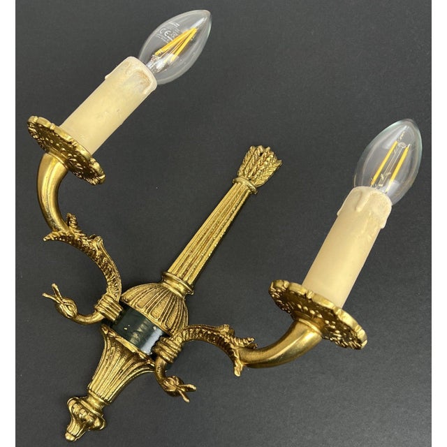 Gold Vintage French Style Wall Sconces, Set of 2 For Sale - Image 8 of 15