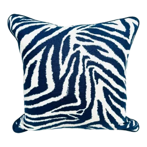 24” X 24” Diane Von Furstenberg Zebra Navy & White Linen Print Pillow Cover