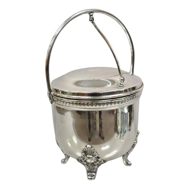 Vintage Victorian Style Reticulated Handle Silver Plated Ice Bucket by Bristol For Sale