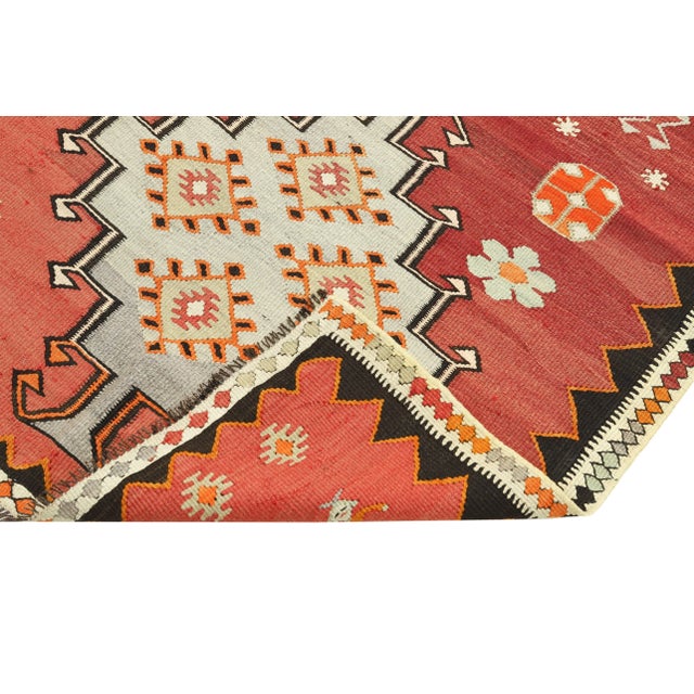 Mid 20th Century Mid 20th Century Vintage Decorative Turkish Kilim Runner For Sale - Image 5 of 7