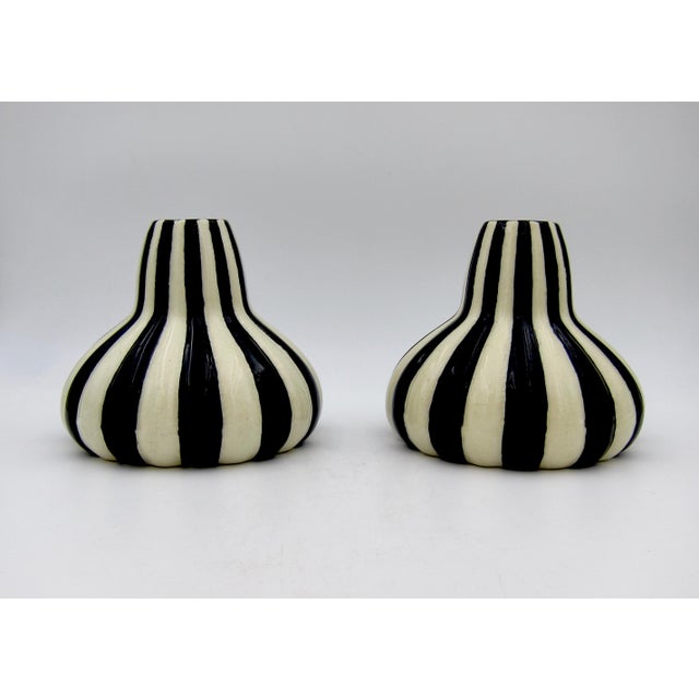 Art Deco Bauhaus Era Velten Vordamm Art Deco Vase Pair in Black and White For Sale - Image 3 of 12