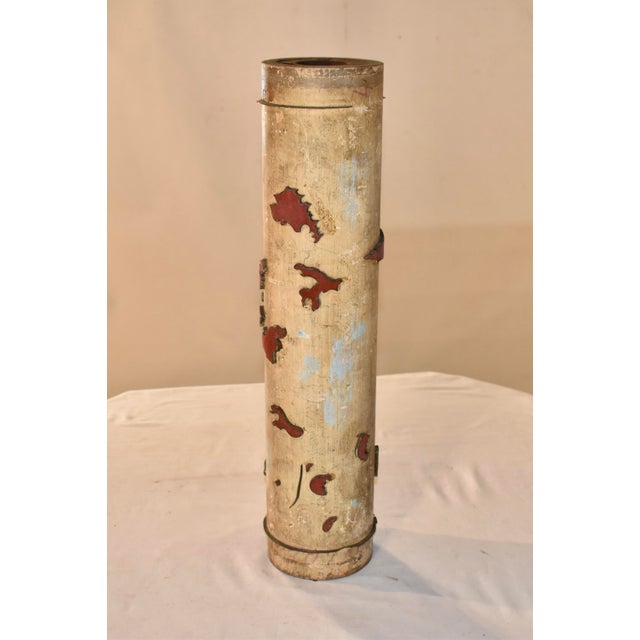 Circa 1900 pine wallpaper printing roll from France.