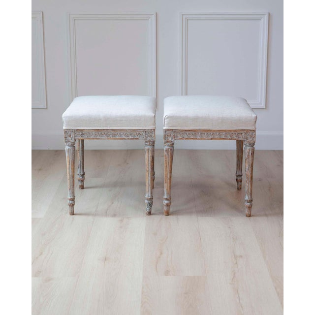 Gray Pair of 18th Century Swedish Gustavian Stools For Sale - Image 8 of 8