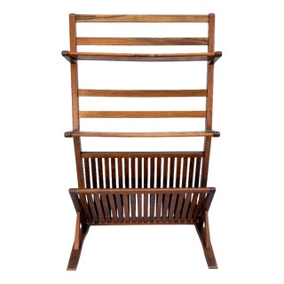 Vintage Walnut Bookshelf and Magazine Rack, 1960s For Sale