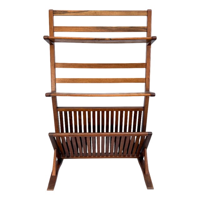 Vintage Walnut Bookshelf and Magazine Rack, 1960s For Sale